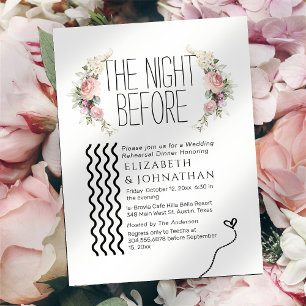 Bouquet Minimal Script The Night Before Invitation