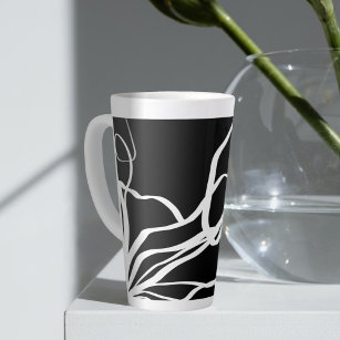 Bouquet Noir: Abstract Black & White Latte Mug