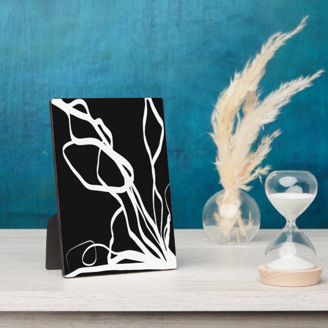 Bouquet Noir: Abstract Black & White Plaque (Side)
