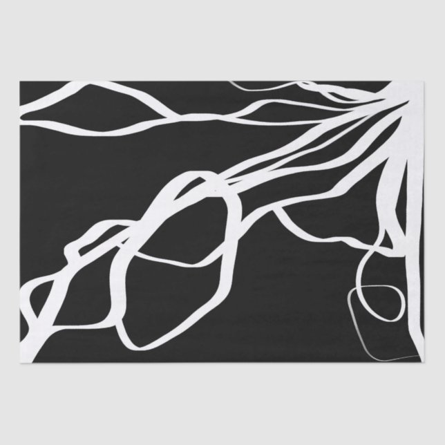 Bouquet Noir: Abstract Black & White Tissue Paper (Front)