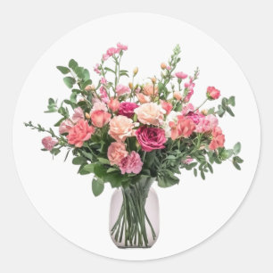 Bouquet of Beautiful Flowers Floral art Classic Round Sticker