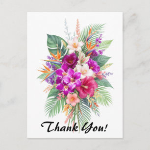 Bouquet of Beautiful Tropical Flowers Thank You Postcard