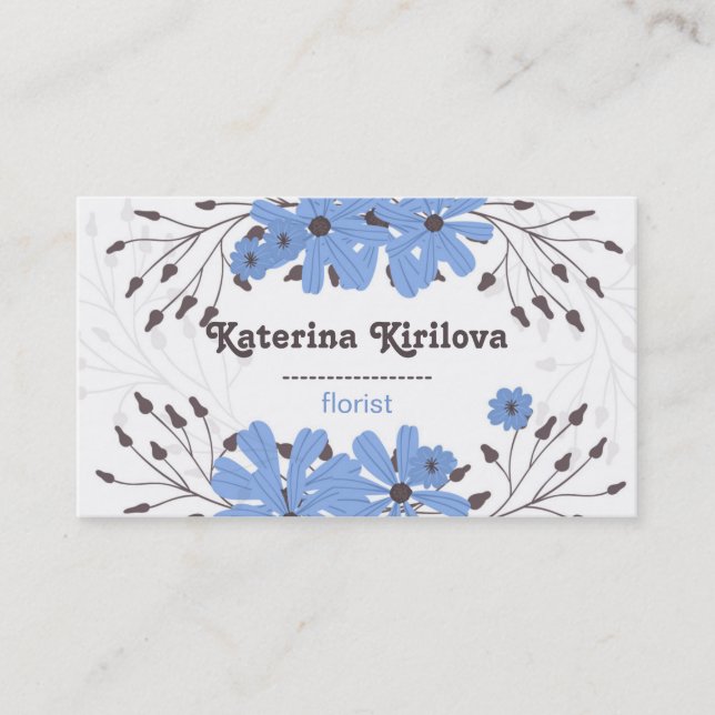 Bouquet of Blue flowers and flower buds Business Card (Front)