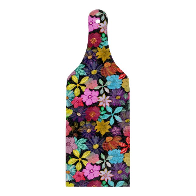 Bouquet of Botanical Flowers and Leaves  Cutting Board (Front)