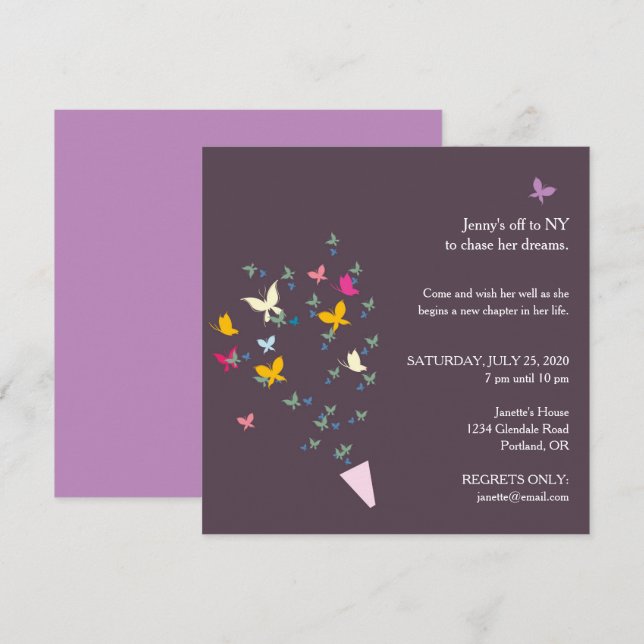 Bouquet of Butterflies Farewell Party invitation (Front/Back)