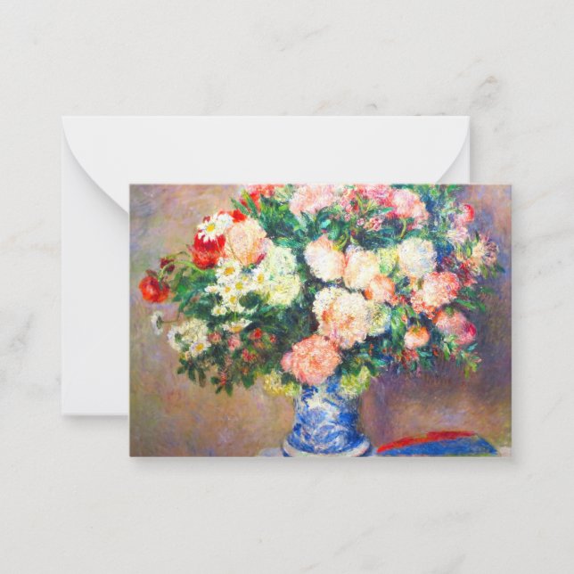 Bouquet of Chrysanthemums and a Japanese Fan Card (Front)