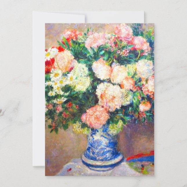 Bouquet of Chrysanthemums and a Japanese Fan Holiday Card (Front)