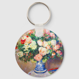 Bouquet of Chrysanthemums and a Japanese Fan Key Ring