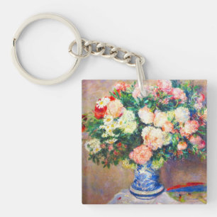 Bouquet of Chrysanthemums and a Japanese Fan Key Ring