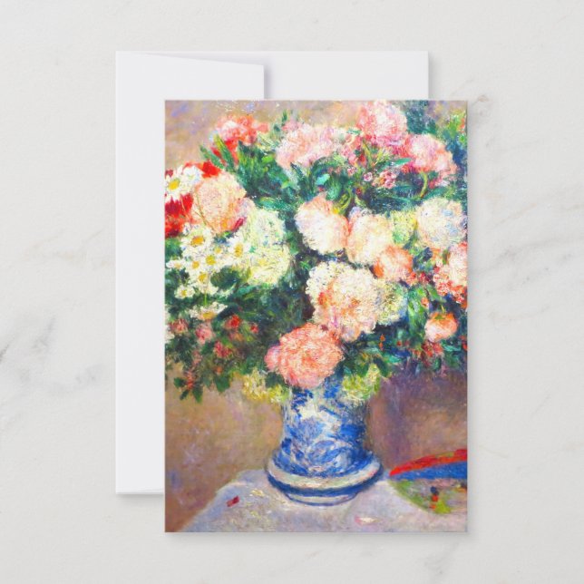 Bouquet of Chrysanthemums and a Japanese Fan Thank You Card (Front)