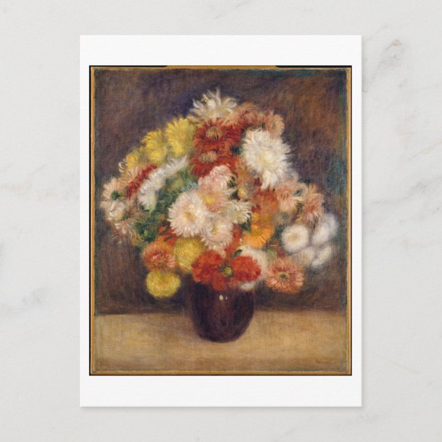 Bouquet of Chrysanthemums by Renoir Painting Postcard (Front)
