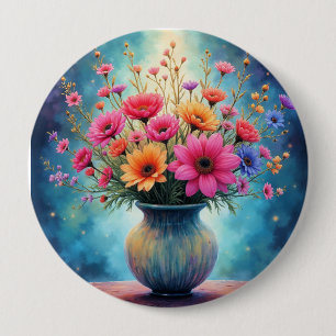 Bouquet of Colourful Flowers 10 Cm Round Badge