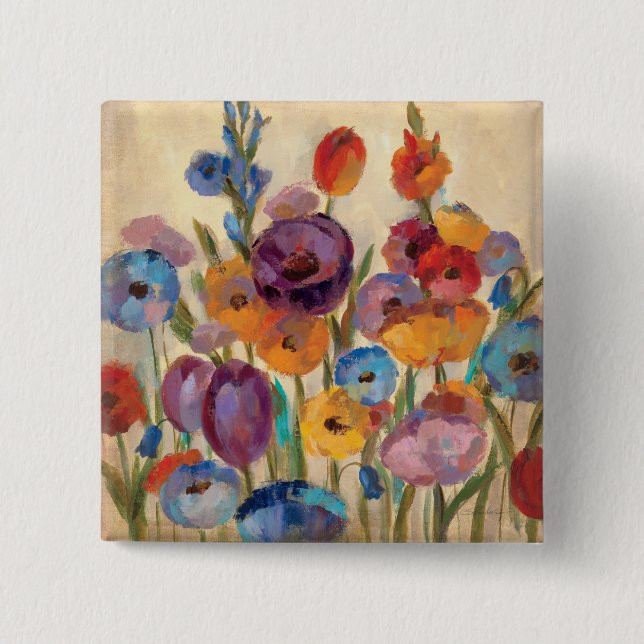 Bouquet of Colourful Flowers 15 Cm Square Badge (Front)