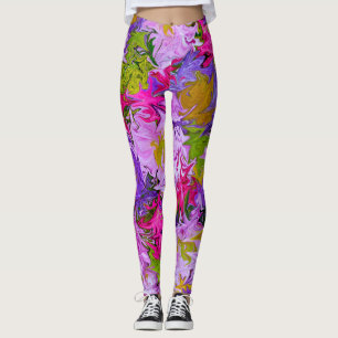 Bouquet of Colours Floral Abstract Art Design Leggings