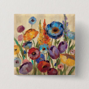 Bouquet of Flowers 15 Cm Square Badge