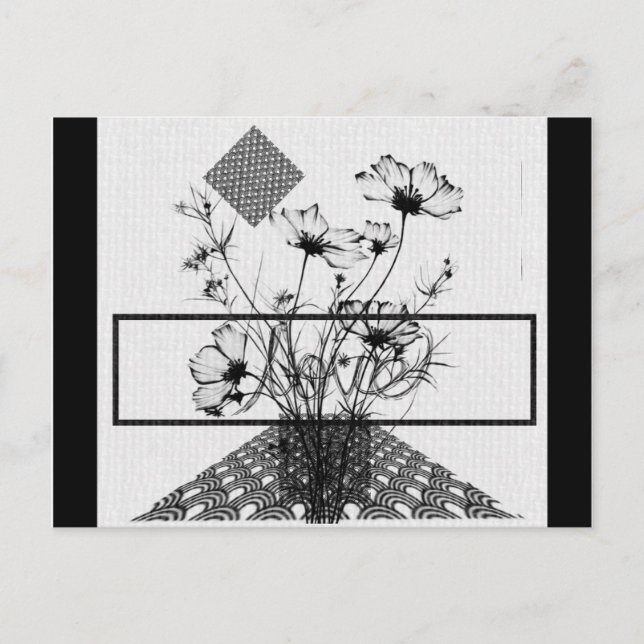 Bouquet Of Flowers Abstract Black Postcard (Front)