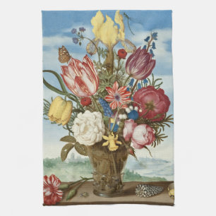 Bouquet of Flowers Ambrosius Bosschaert Fine Art Tea Towel