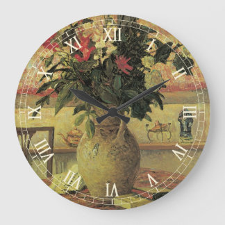 Bouquet of Flowers at Window by Maxine Maufra Large Clock
