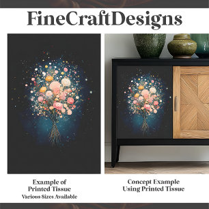 Bouquet Of Flowers Black Background BF9 Decoupage Tissue Paper