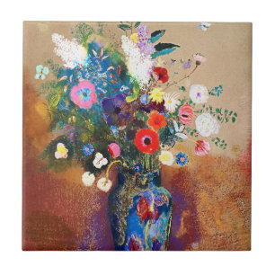 Bouquet of Flowers by Odilon Redon Tile