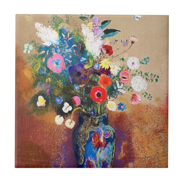 Bouquet of Flowers by Odilon Redon Tile (Front)