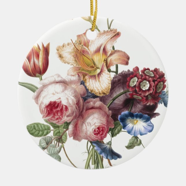 Bouquet of Flowers Ceramic Tree Decoration (Front)