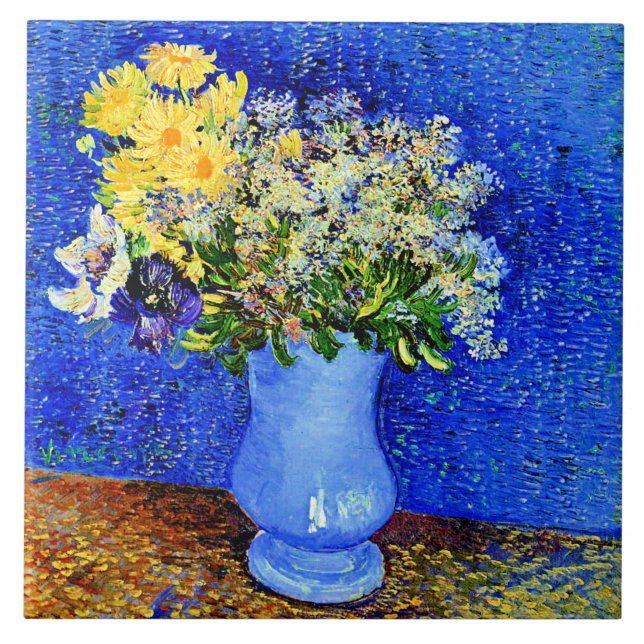 Bouquet of Flowers in a Blue Vase Tile (Front)