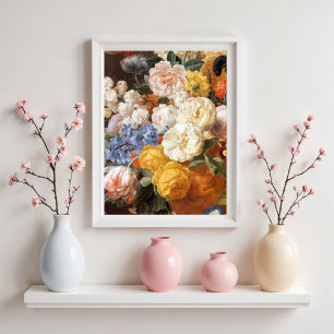Bouquet of Flowers in a Sculpted Vase, J. Eliaert Poster