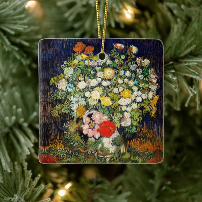 Bouquet of Flowers in a Vase by Vincent Van Gogh  Ceramic Ornament (Tree)