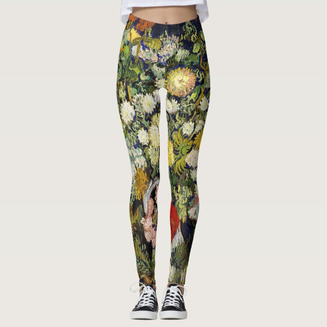 Bouquet of Flowers in a Vase by Vincent Van Gogh Leggings (Front)
