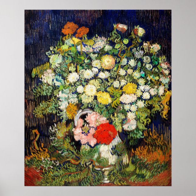 Bouquet of Flowers in a Vase by Vincent Van Gogh Poster (Front)