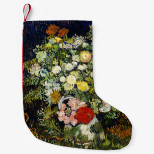 Bouquet of Flowers in a Vase by Vincent Van Gogh Small Christmas Stocking