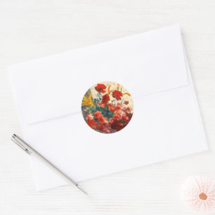 Bouquet of flowers in a vase classic round sticker