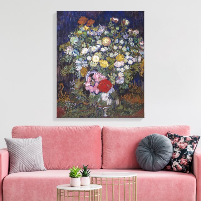Bouquet of Flowers in a Vase | Van Gogh | Canvas Print (Insitu(LivingRoom))