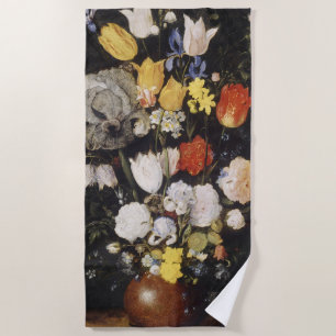 Bouquet of Flowers in an Earthenware Vase Beach Towel