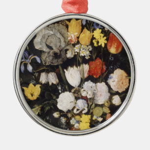 Bouquet of Flowers in an Earthenware Vase Metal Tree Decoration