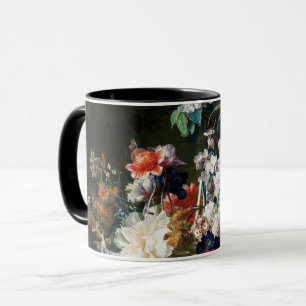 BOUQUET OF FLOWERS IN AN URN IN BLACK MUG