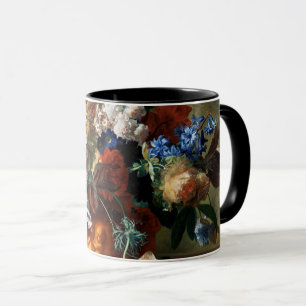 BOUQUET OF FLOWERS IN AN URN IN BLACK MUG