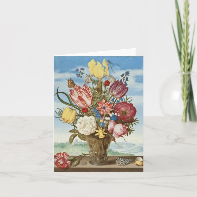 Bouquet of Flowers on a Ledge Card (Front)