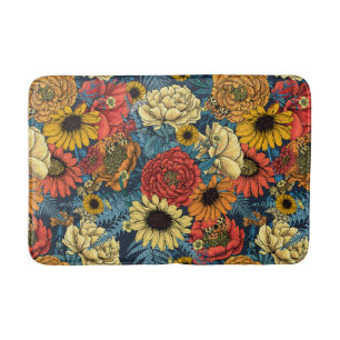 Bouquet of flowers- roses, peonies, daisies ans fe bath mat