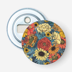Bouquet of flowers- roses, peonies, daisies ans fe bottle opener