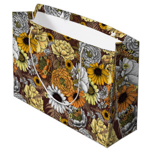 Bouquet of flowers- roses, peonies, daisies ans fe large gift bag