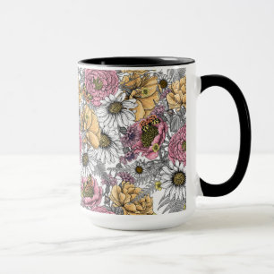 Bouquet of flowers- roses, peonies, daisies ans fe mug