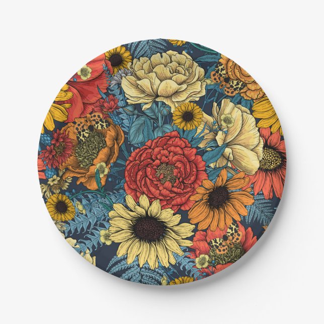 Bouquet of flowers- roses, peonies, daisies ans fe paper plate (Front)