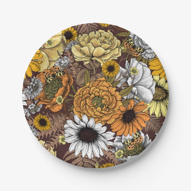 Bouquet of flowers- roses, peonies, daisies ans fe paper plate (Front)