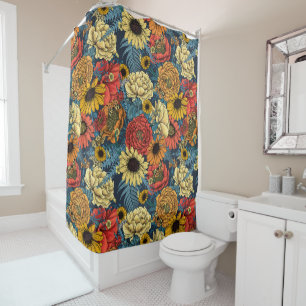 Bouquet of flowers- roses, peonies, daisies ans fe shower curtain