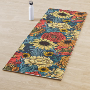 Bouquet of flowers- roses, peonies, daisies ans fe yoga mat