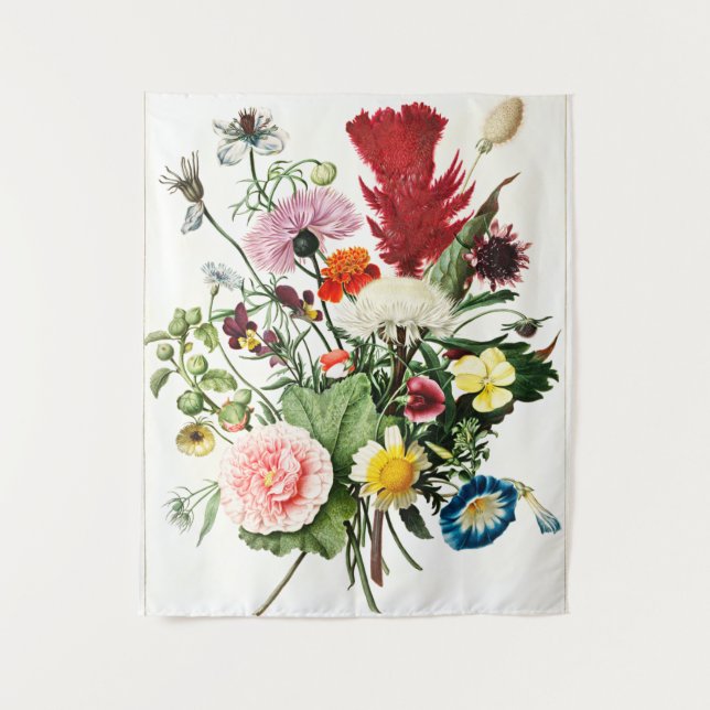Bouquet of Flowers vintage illustration Tapestry (Front)