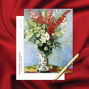Bouquet of Gladiolus Lilies Daisies Claude Monet Postcard