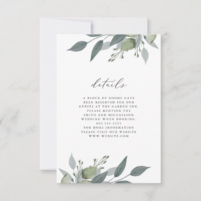 Bouquet of Greenery Details Card (Front)